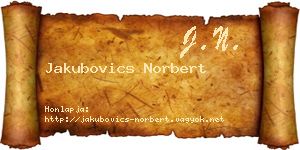 Jakubovics Norbert névjegykártya